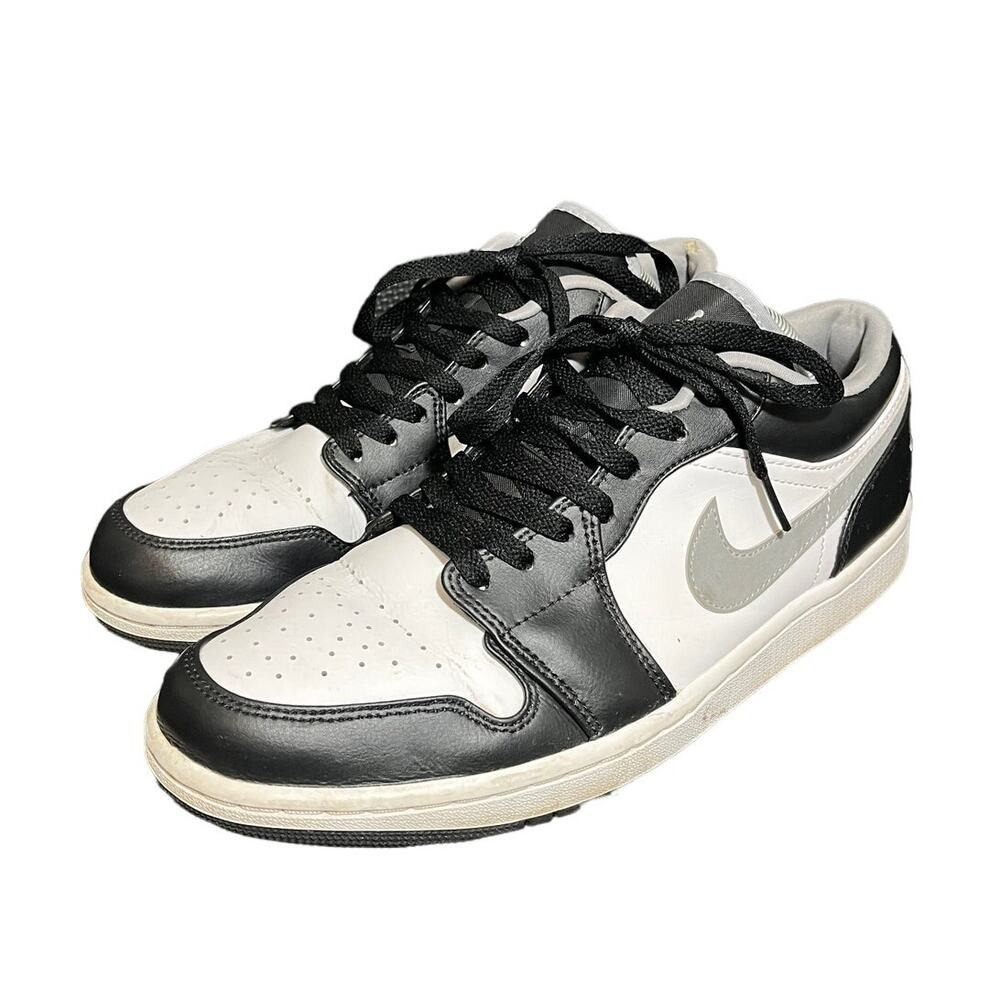 Jordan 1 Low Mens Size 10 White Black Grey Shadow 553558-040 Sneaker
